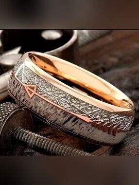 NEW ROSE GOLD UNISEX STAINLESS STEEL ARROW RING
